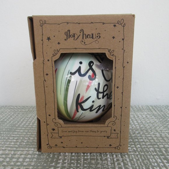 Glory Haus Glass Ball Christmas Ornament w/ Beaded Hook Nativity 3.5" diameter - Picture 9 of 9